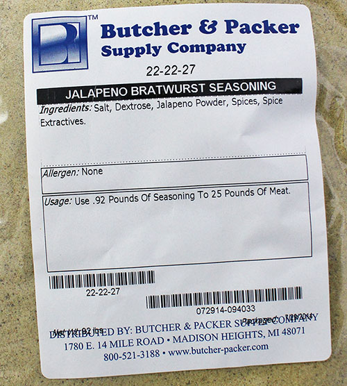 Jalapeno Bratwurst Seasoning