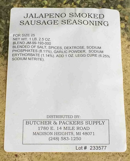 Jalapeno Smoked Sausage Seasoning