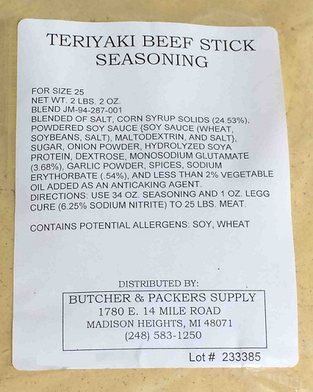 Teriyaki Beef Stick Seasoning