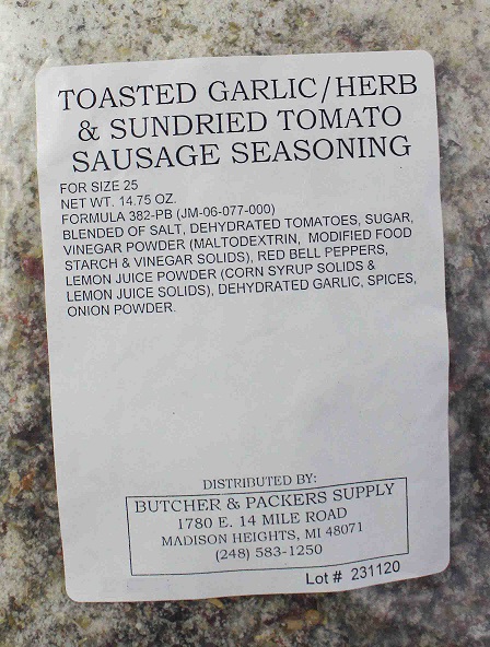 Toasted Garlic Sun-Dried Tomato Sausage Seasoning